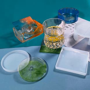 Sanxin DIY Crystal Epoxy Resin Coaster Round Coaster Box Storage Box Silicone Mold Creative
