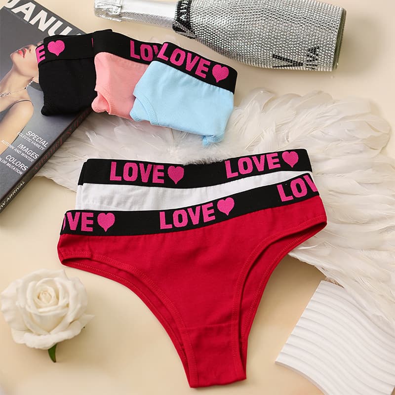 Drop Shipping Solid Color Letter Women's Panties Export Bikini Girls Panties Breathable Comfortable Women's Underwear