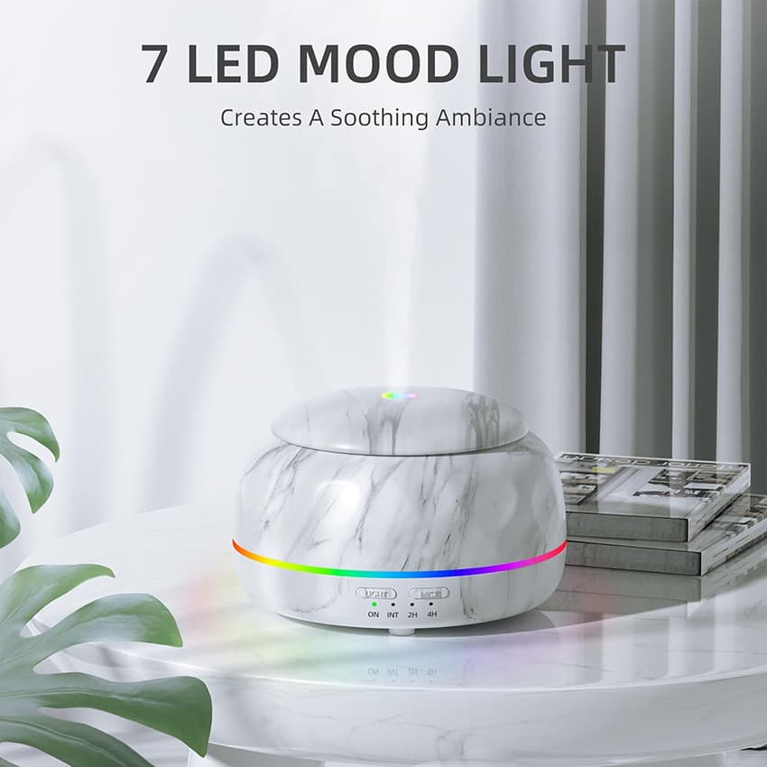 Ultrasonic Aromatherapy Diffuser Humidifier Essential Oil Room Spray Machine Timer Home Use Air Moisturizer Round Shape USB Powered
