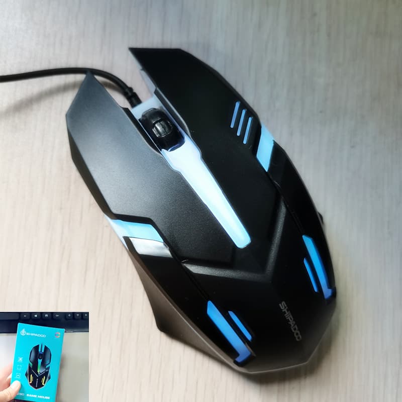 Gaming Mouse Wired USB Optical Smooth Mouse for Home Office Computer Large Size 1200dpi Resolution Three Button Touch Wheel