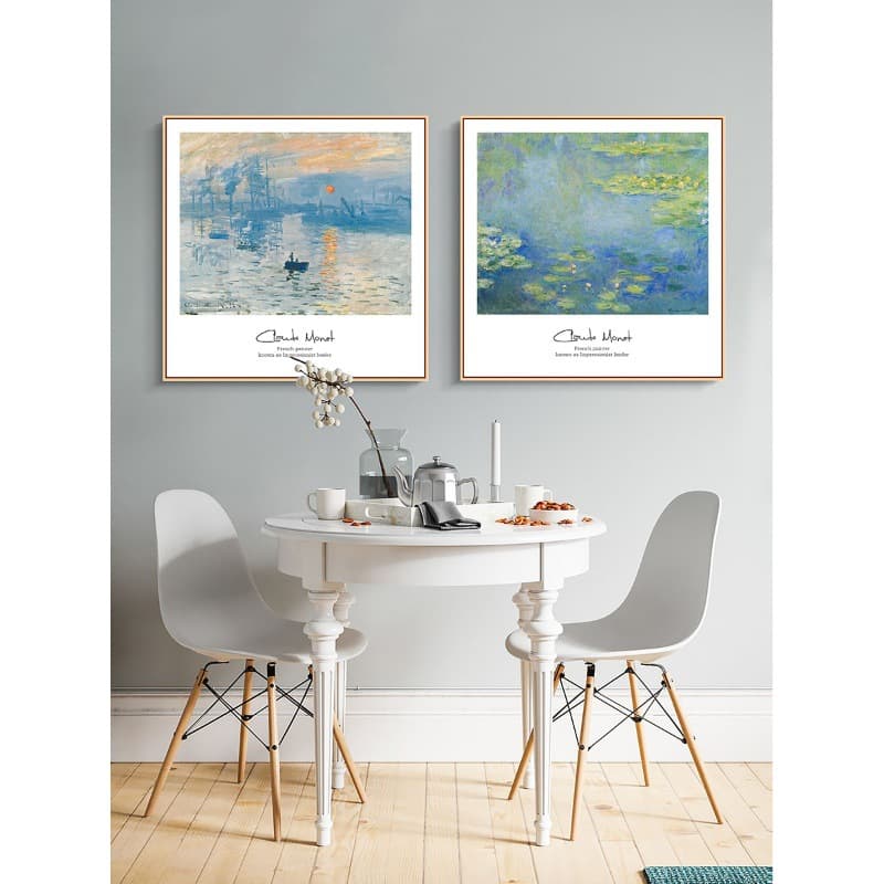 Monet Famous Painting Sunrise Restaurant Decorative Oil Painting Living Room Sofa Background Wall Art Nordic Modern Simple
