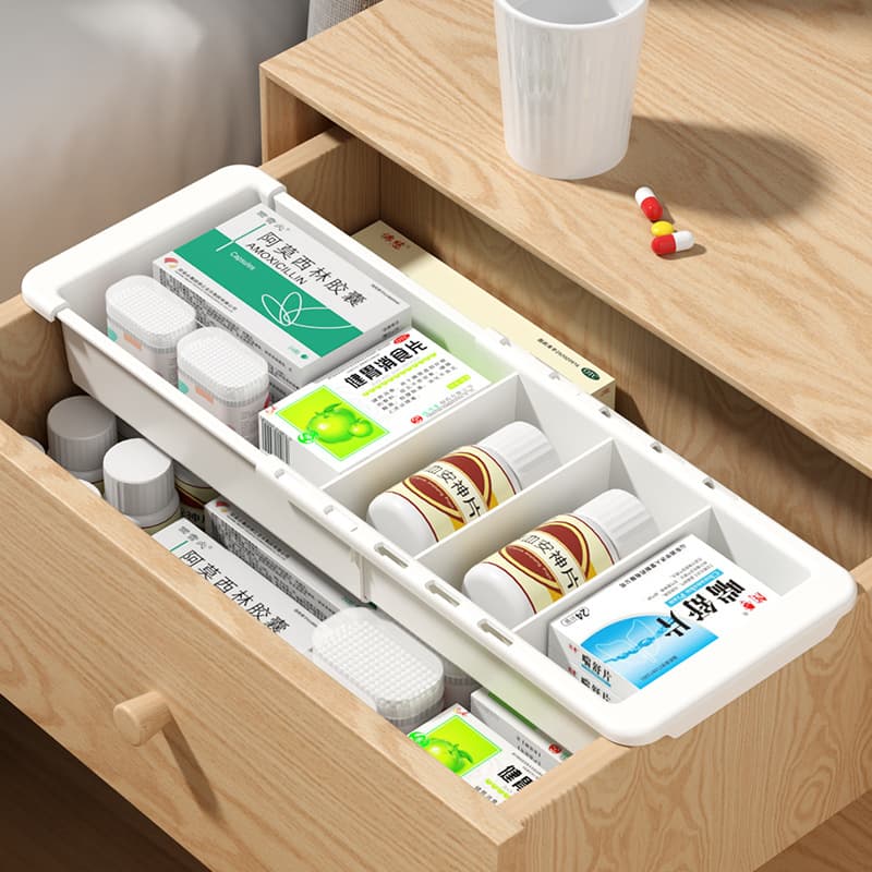 Japanese Drawer Storage Box Divider Retractable Basket Household Classification Organizer Medicine Kitchen Utensil Storage Insert Box