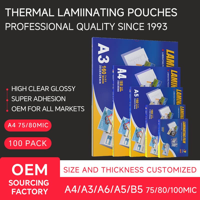 W Laminating Pouches OEM Laminating Film A4 Hot Laminating Sheet A3
