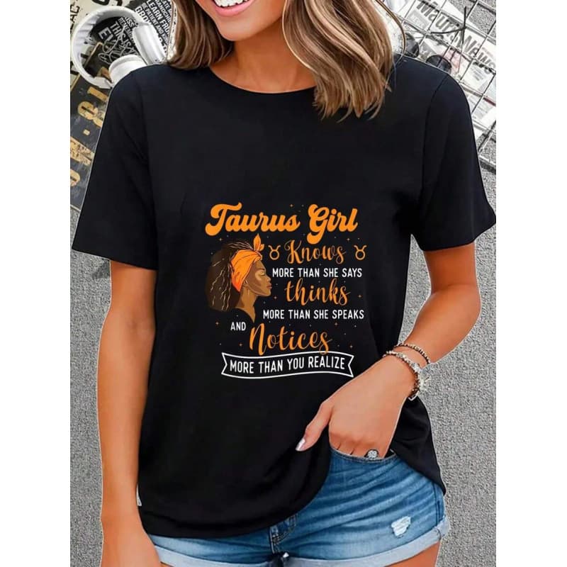 European Size Cotton T-Shirt 100% Cotton aurus Girl - Astrology Astrologer Zodiac