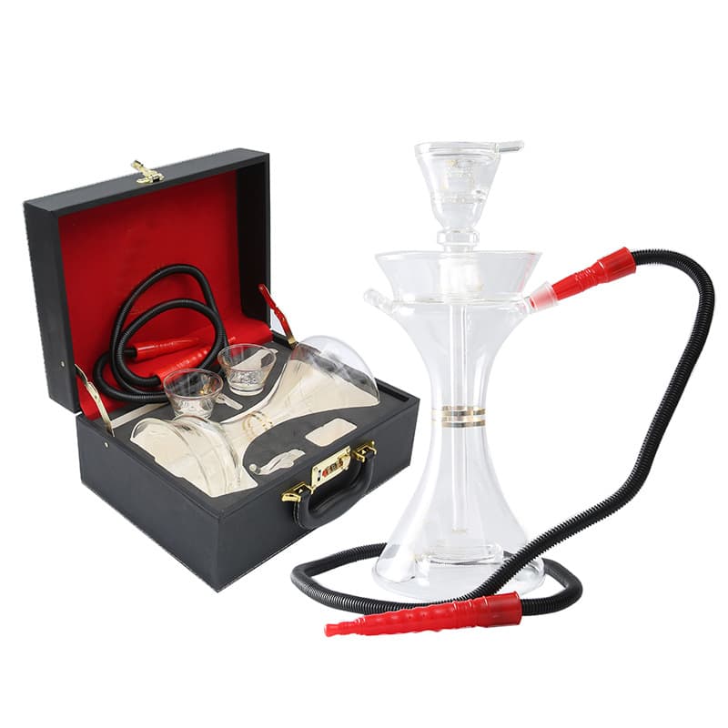 Dubai Arabic Hookah Slim Waist Cocktail Design All-Glass Hookah with Carrying Case Gold Label Single LED Light