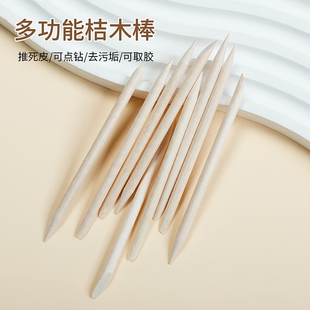 Nail Art Orange Wood Stick Cuticle Pusher Orange Wood Stick Rhinestone Picker Wearable Nail Art Material Wood Stick 75mm Wood Stick