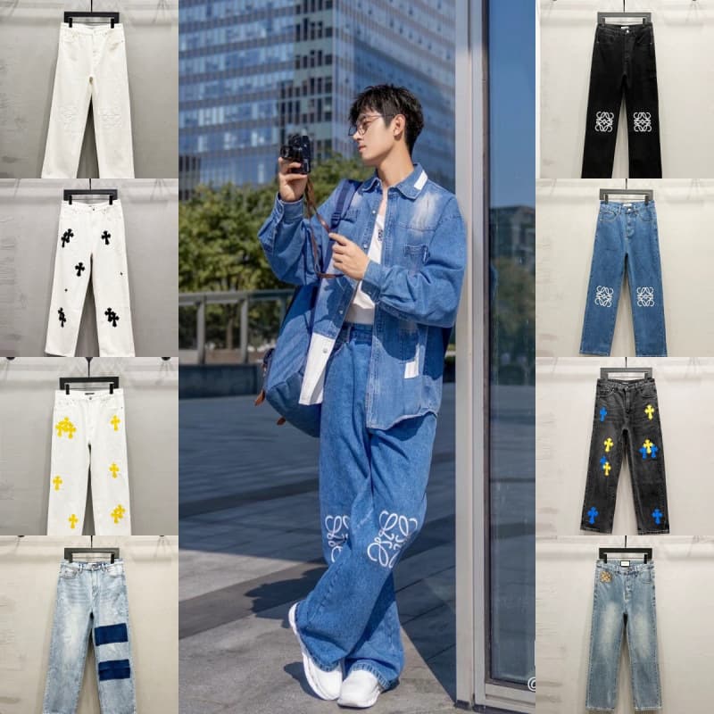 2025 New Autumn Trendy Men's Casual Jeans Korean Loose Fit Versatile B-Di-Lv-Diao Brand Men's Clothing