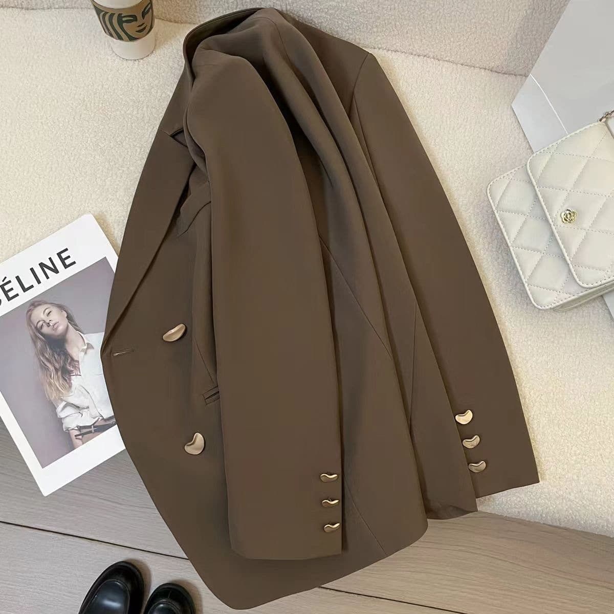 Premium Brown Blazer for Women Spring Fall 2025 New Petite Slimming Casual Chic Jacket
