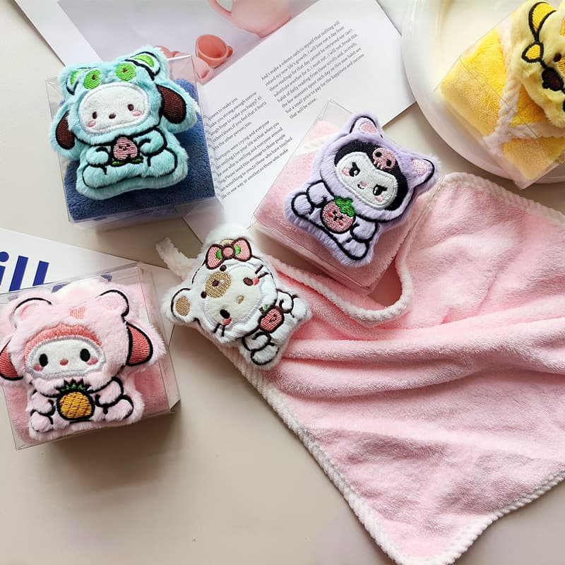 Sanrio My Melody Hanging Towel Box Set Children's Adorable Hangable Coral Fleece Hand Towel for Baby Kindergarten