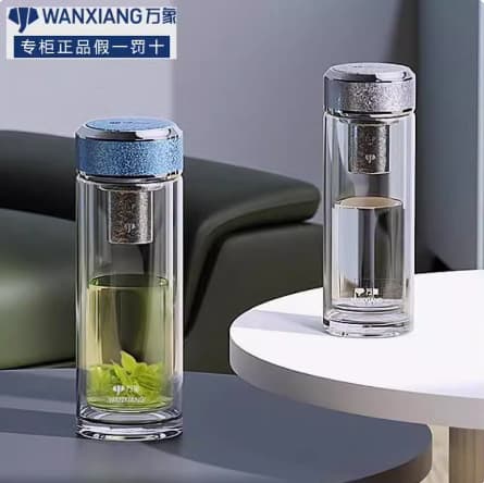 Vientiane double-layer pure titanium color diamond silver ion antibacterial glass cup business high-end tea cup TV26TV27L
