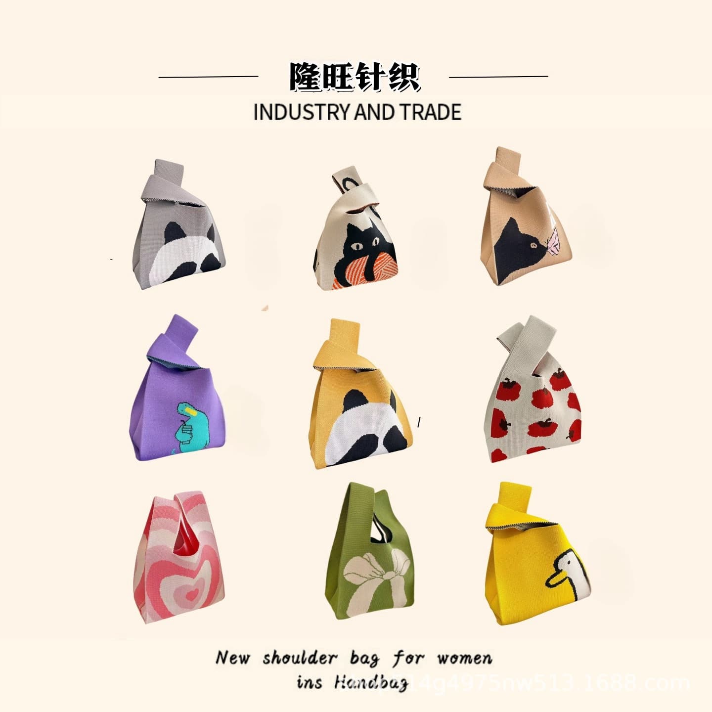 2024 INS Hot Handbags, Flyknit Tote Bags, Women's Bags, Wool Bucket Bags, Versatile Casual Bags, Gift Bags