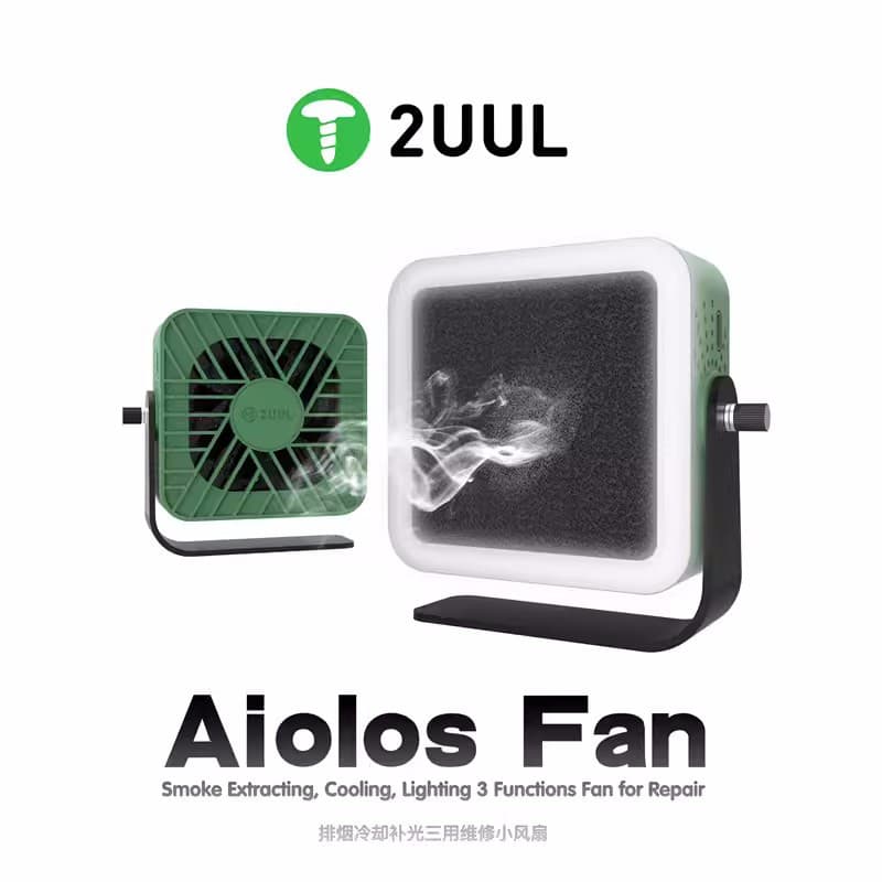 2UUL Fan 3-in-1 Repair Fan for Smoke Exhaust, Cooling, and Supplemental Lighting, Mobile Phone Motherboard Repair Cooling Fan