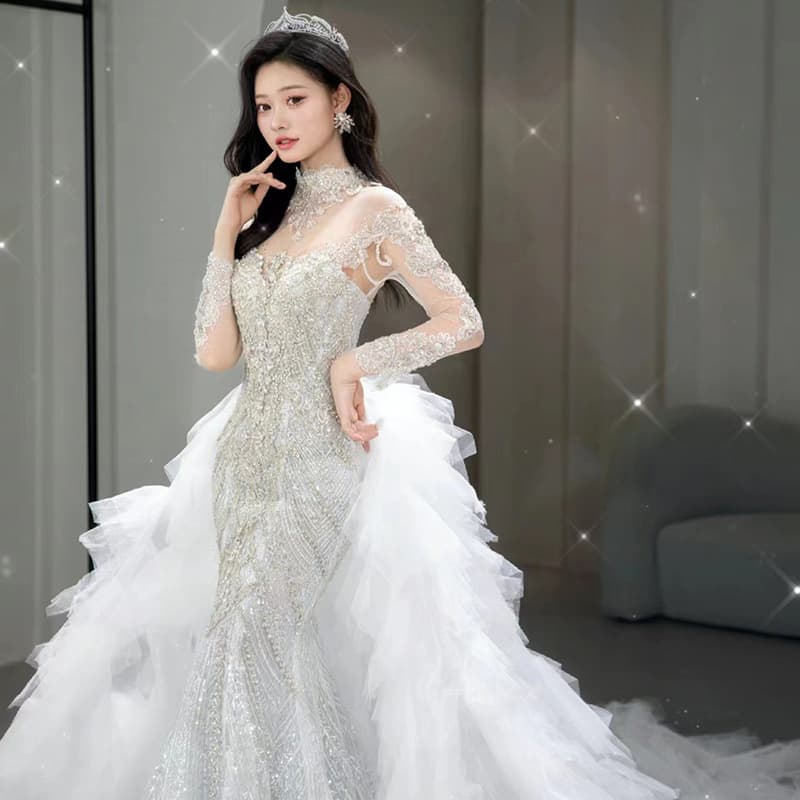 Mermaid Light Wedding Dress Bride 2025 New Main Dress High Quality Escaping Princess Light Luxury Niche Going-Out Dress