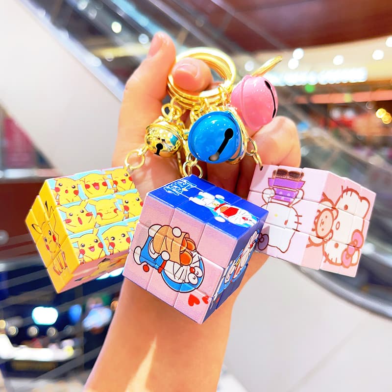 Kuromi Doraemon Strawberry Bear Series Magic Cube Pendant Toy Mini 3x3 Cube Keychain Wholesale