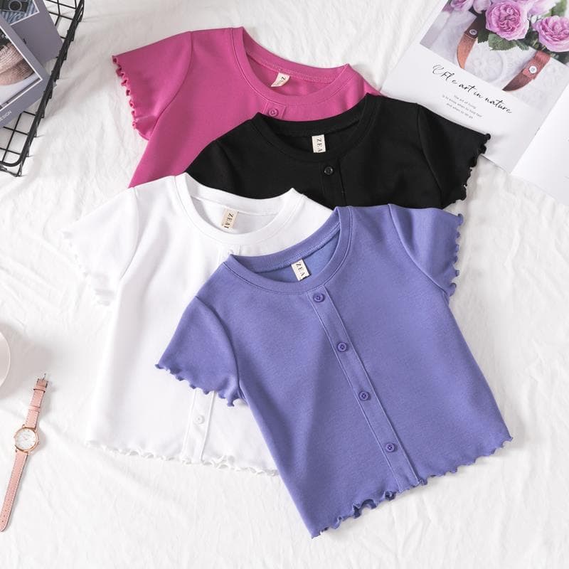 Girls Short Sleeve T-Shirt 2026 Children Half Sleeve T-Shirt Thin Stylish Medium Large Girls Short Top Sweat-Absorbing Breathable