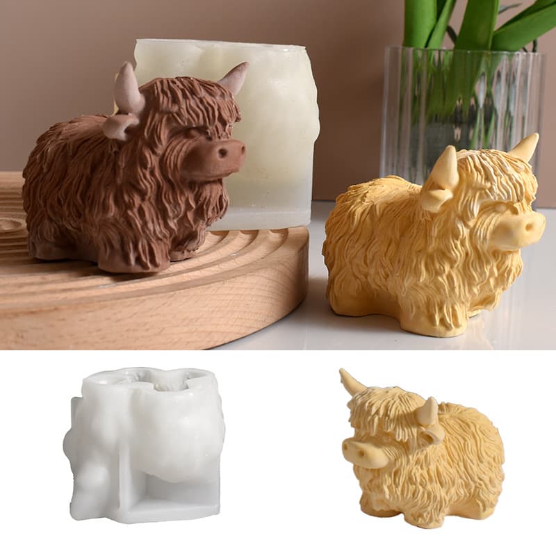 Highland Yak Aromatherapy Candle Silicone Mold DIY Crystal Resin Casting Cow Yak Scottish Cow Plaster Mold