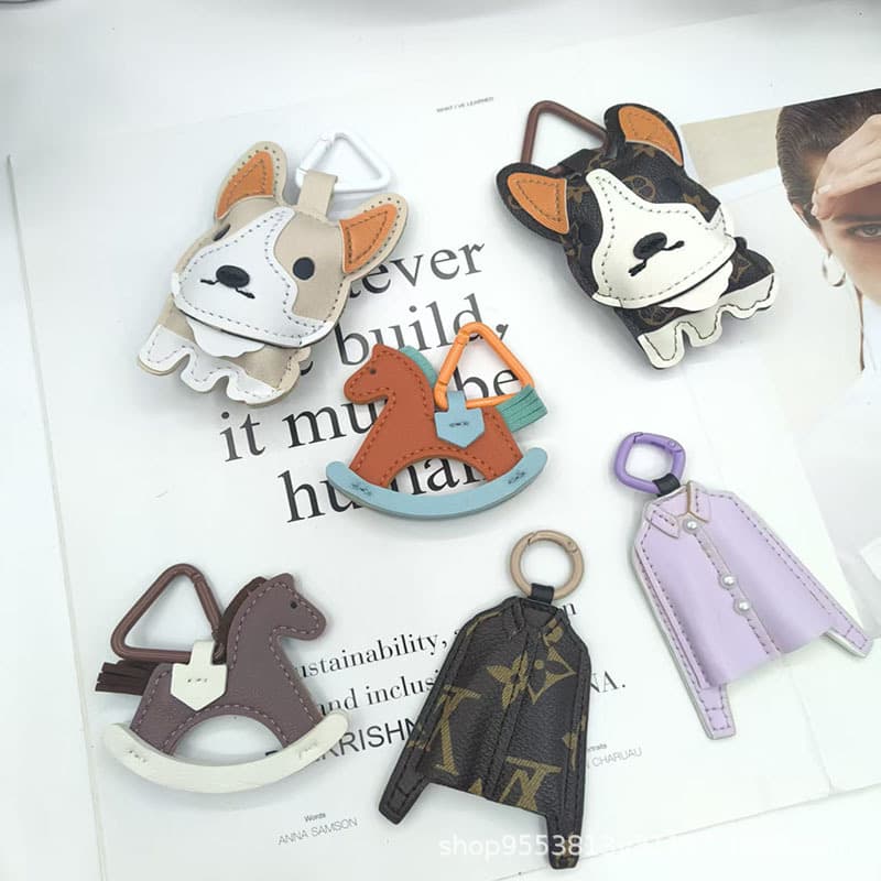 Internet celebrity cartoon old flower puppy backpack bag pendant couple corgi doll bag pendant accessories car keychain