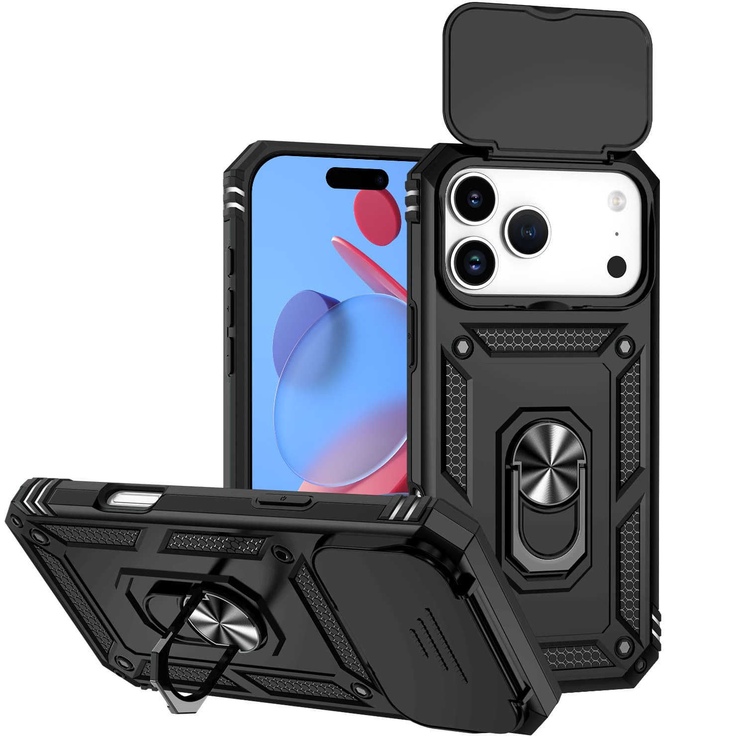 Suitable for iPhone17promax sergeant push window mobile phone case Apple 17Air ring stand anti-fall sheath