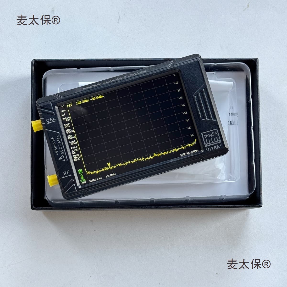 j80k4G7Pl3GZS spectrum analyzer, U406nyti5us7 handheld SARA10LTHZ40, and MacTaiper.