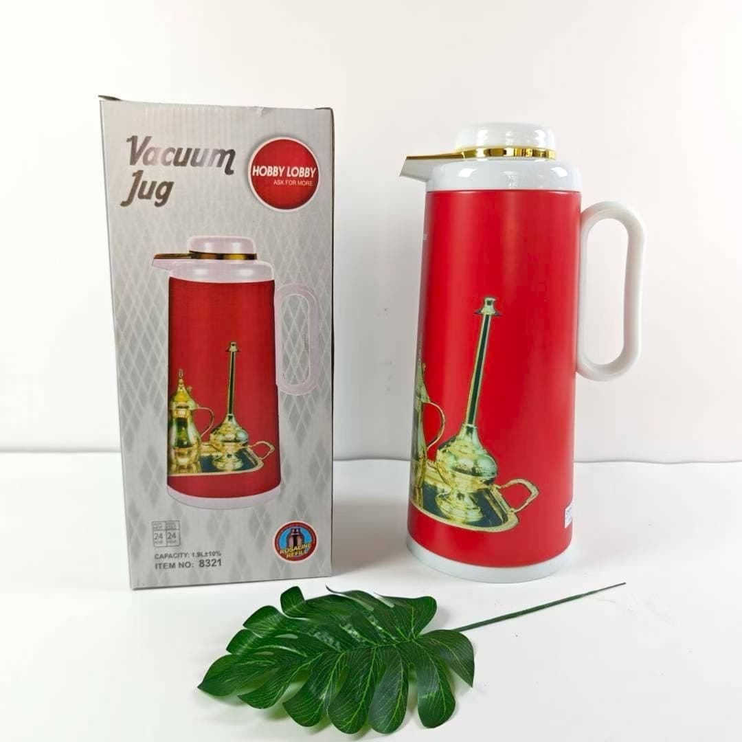 Insulated Water Bottle Large Capacity 1.9L Portable Hot Water Bottle Glass Liner Red Liner Insulated Water Bottle Dormitory Thermos