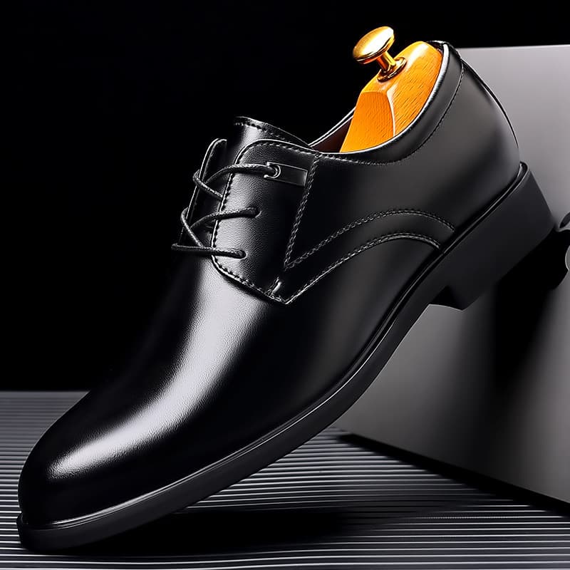 2023 Autumn New Men's Business Formal Leather Shoes, Genuine Leather Lace-Up Elevator Shoes, Cross-Border Large Size 50, 2288