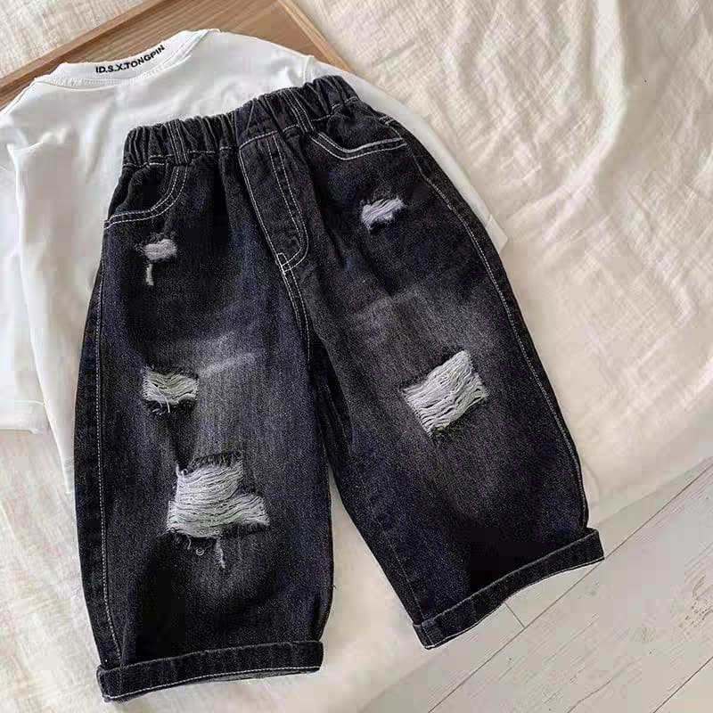 Children's Ripped Jeans 2026 Spring/Autumn Style Boys Fashion Pants Girls Baby Fall Medium and Small Kids Denim Long Pants