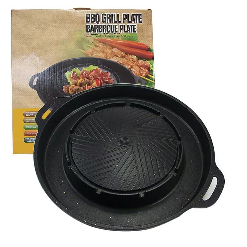 Korean non-stick round shabu-shabu all-in-one pot cassette stove small hot pot outdoor barbecue plate KS 380 medical stone baking pan