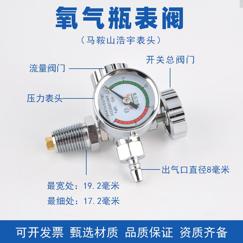 Ma'anshan Haoyu Dual Gauge Pressure Reducing Valve Oxygen Tank Cylinder Pressure Gauge Flow Meter Valve Shutoff Regulator