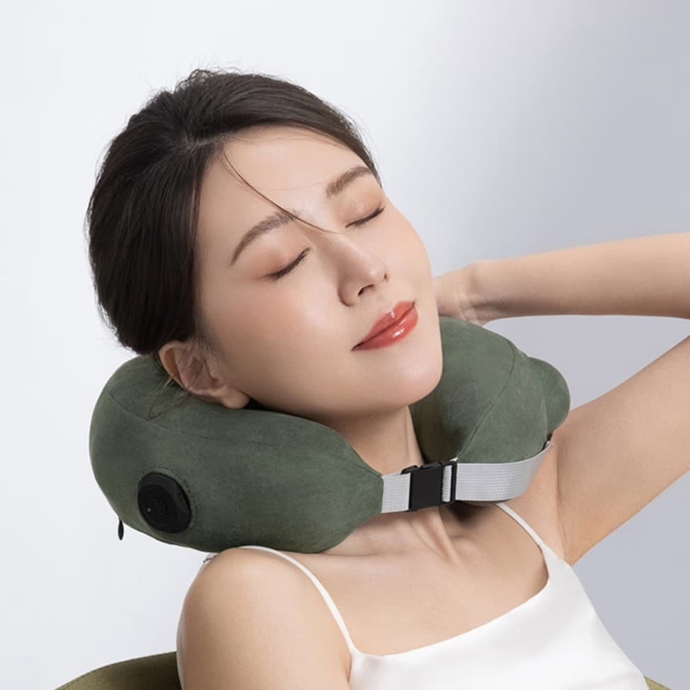 Zuodian Shoulder and Neck Massager, Neck Massager with Kneading Function, Multi-Functional Inflatable Neck Protection Pillow, U-Shaped Neck Massage Pillow