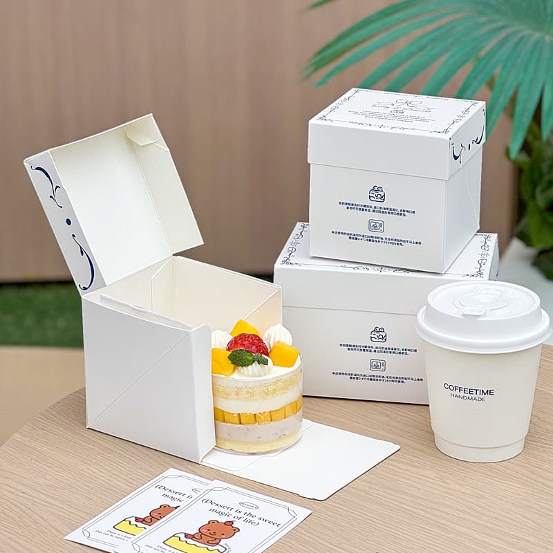 Trendy Bakery 2-Inch 3-Inch Cake Box Slice Packaging Box Mousse Thousand-Layer Dessert Packaging Container