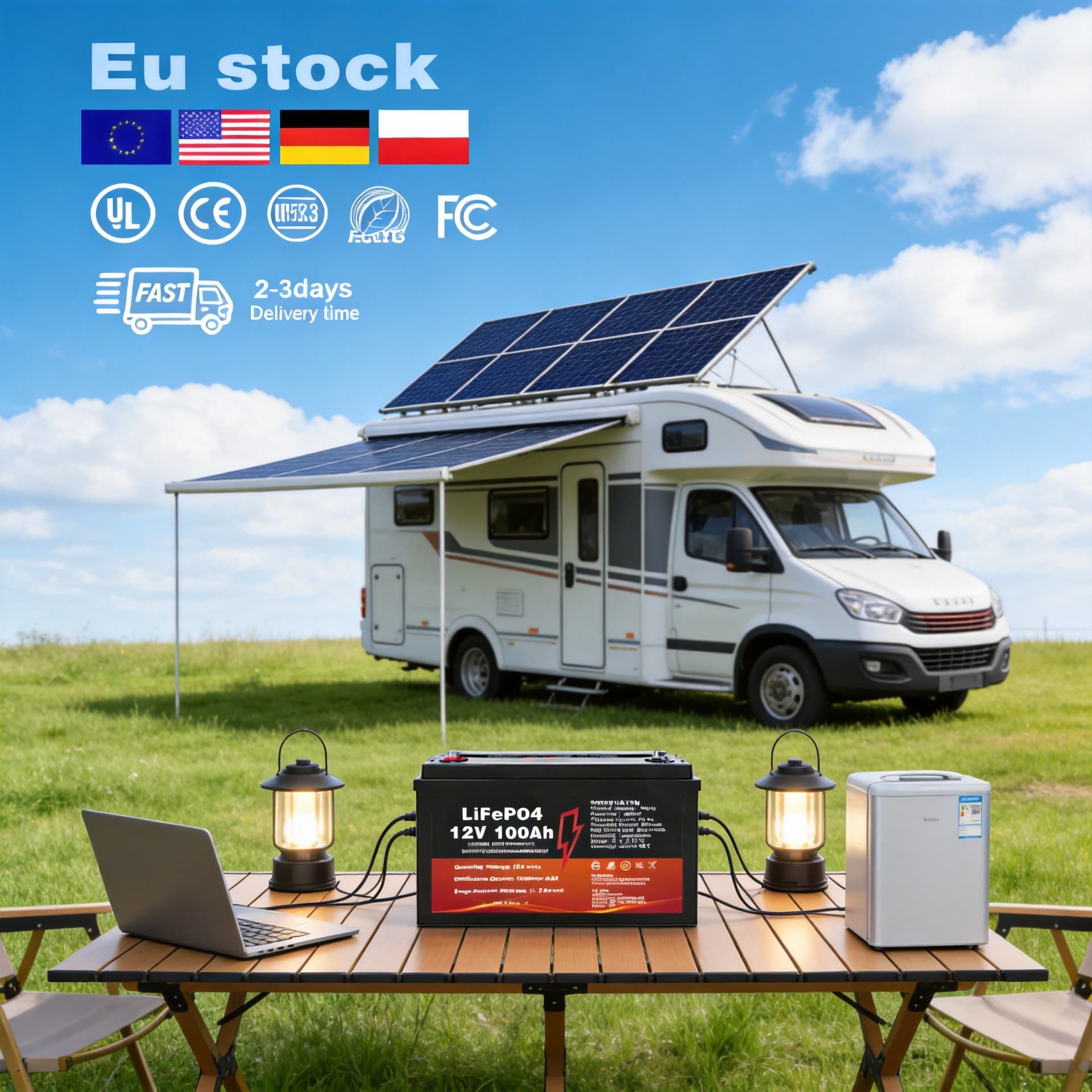 12V100AH LiFePO4 Battery for RV Communication Base Station Energy Storage Lead-Acid Replacement Direct Sales Cross-Border