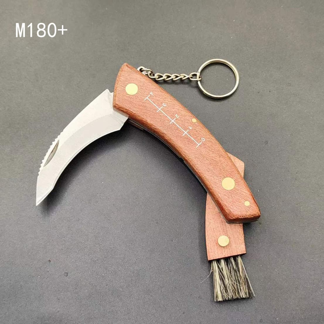 Rosewood mushroom knife, multi-functional outdoor knife, camping knife brush, wilderness survival folding knife.