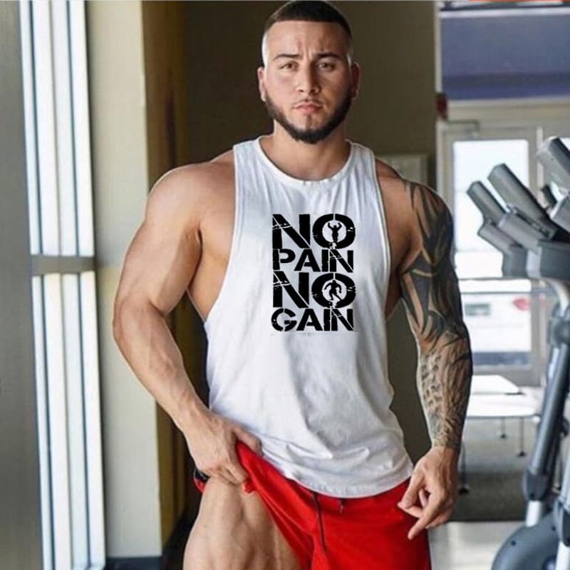 Loose Fit Gym Bodybuilding Tank Top for Men, Scoop Neck Cotton Training Vest