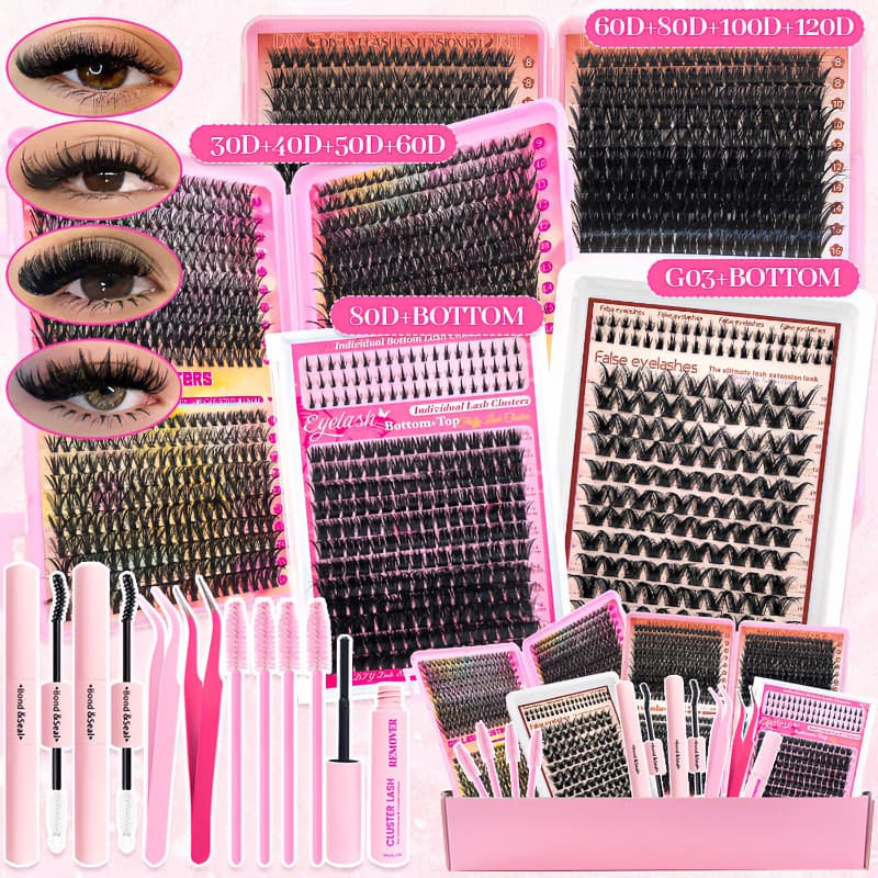 Cross-border False Eyelashes European American Style Segmented Natural Mixed Large Capacity Eyelash Book Family Set