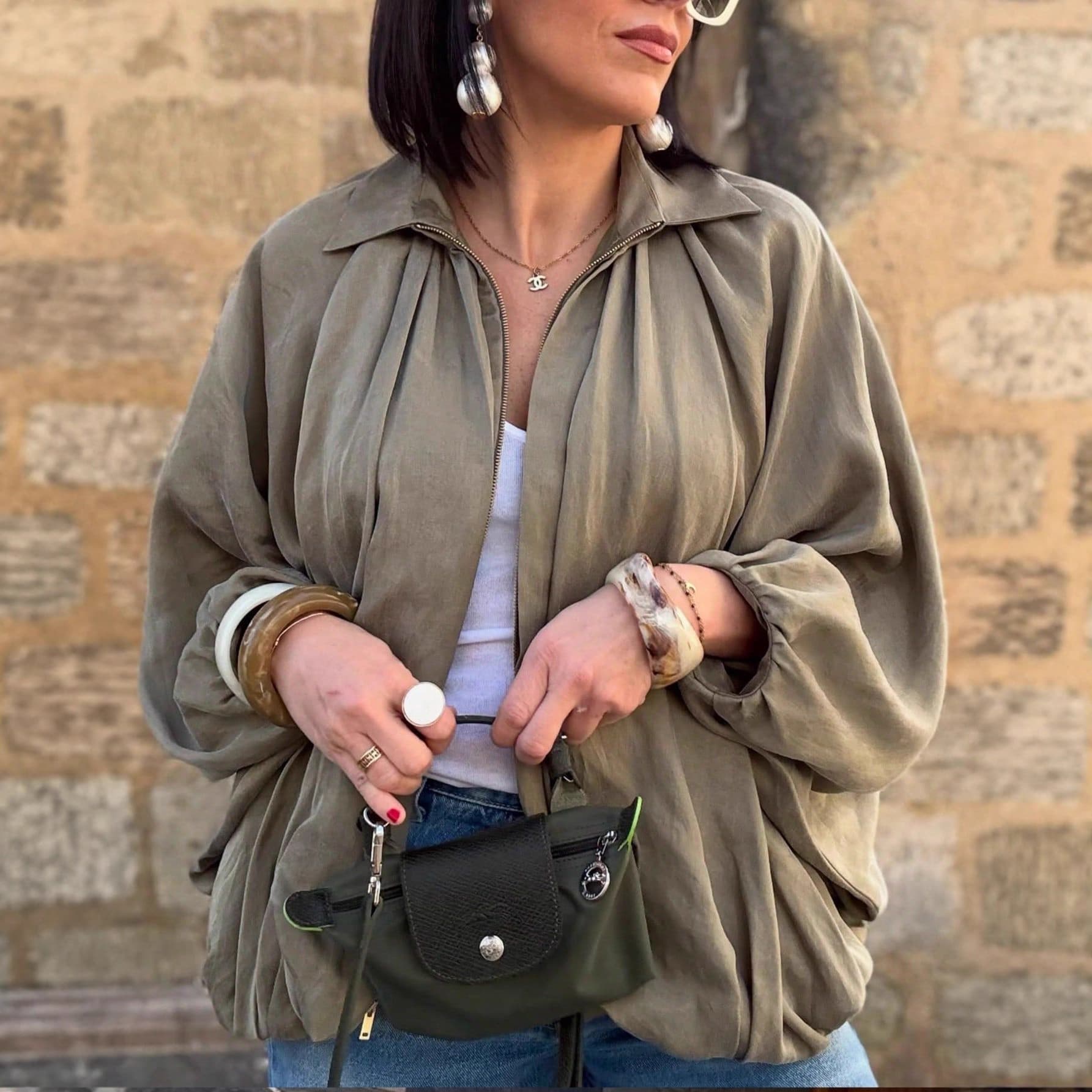 Amazon Autumn and Winter Trend Retro Loose Jacket Women's Solid Color Zipper Fly Commuting Daily