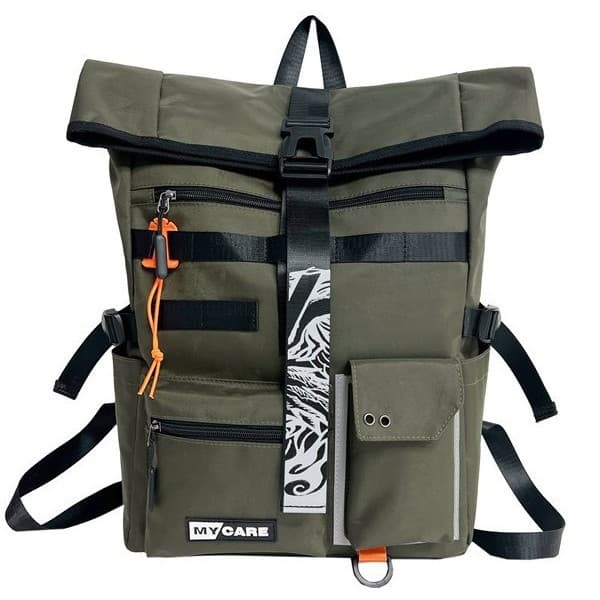 New Korean-style Premium Men's Backpack Casual Sports Travel Business Roll-top Luggage Backpack Student School Bag