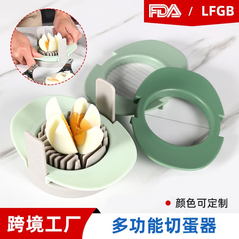 Stainless Steel Century Egg Slicer 3-in-1 Wire Egg Cutter Japanese-Style Fruit Cutter Multi-Function Segmenter Egg Slicer