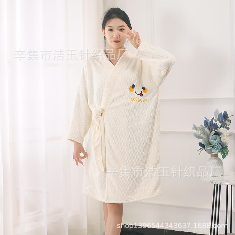 Men's and Women's Bathrobe Nightgown 2023 New Cotton Absorbent Household Bath Towel Couple's Long Sleeve Thick Pajamas