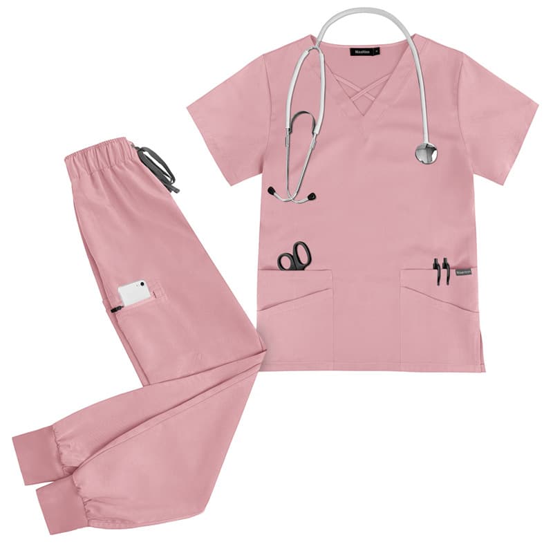 42029 Hospital Doctor Nurse Clothing Pocket Short-sleeved Trousers suit Comfortable Filipino Work Clothes Hand-washing Clothes plus size