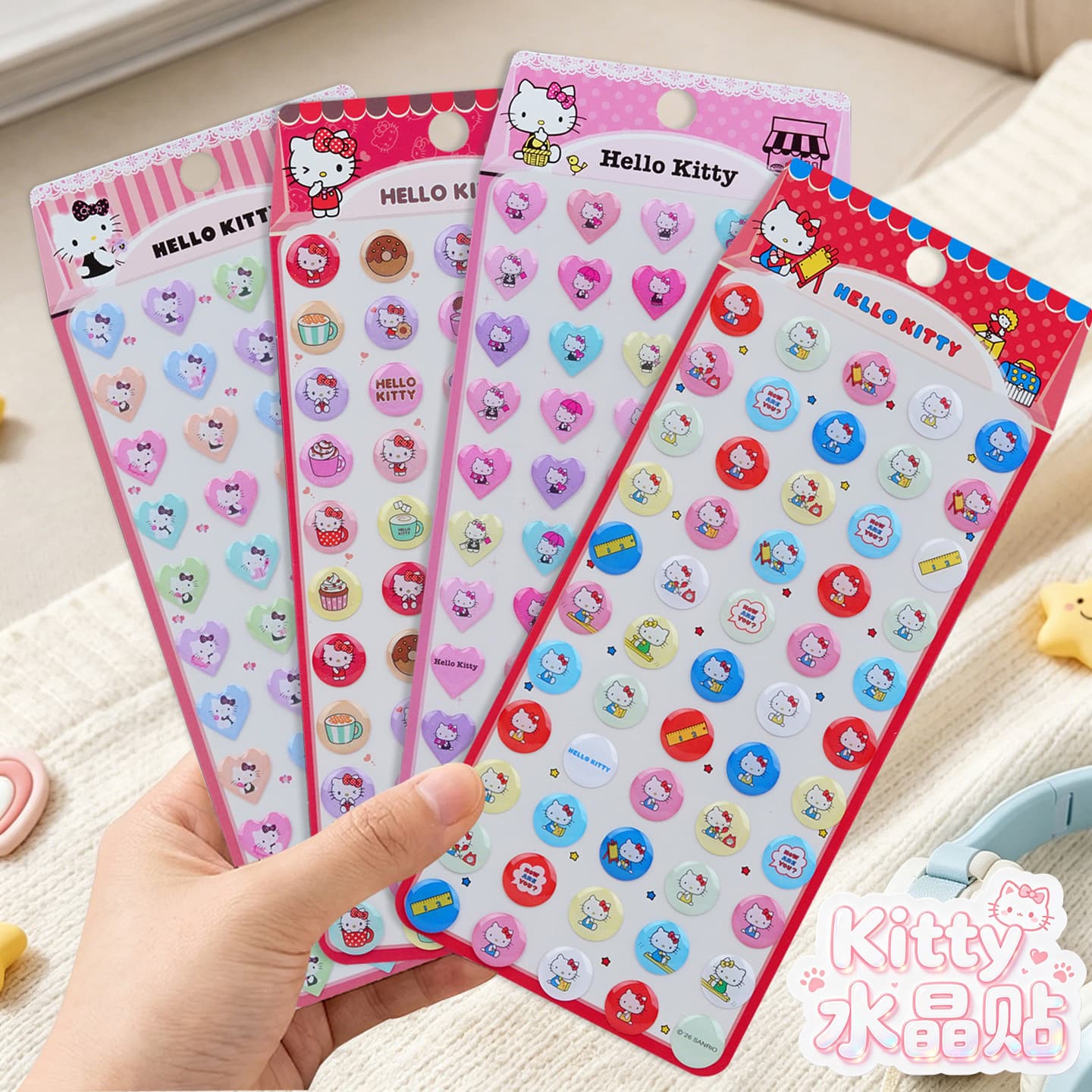 hello kitty three-dimensional crystal sticker girl cartoon hello kitty phone case decoration reward sticker