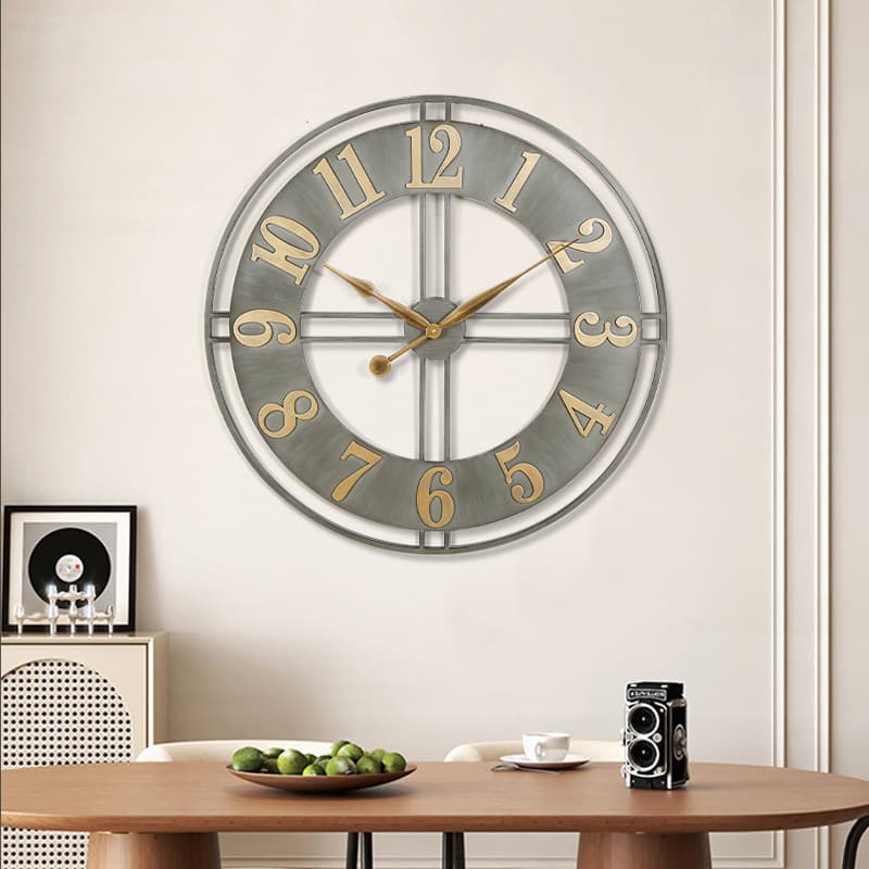 American Style Industrial Vintage Iron Art 3D Map Clock, Hot-Selling Creative Digital Wall Clock