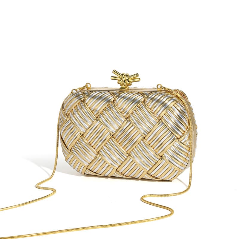 Simple and Stylish Women's Evening Bag, Woven Box Clutch, Original Quality, Light Luxury Knot Design Style