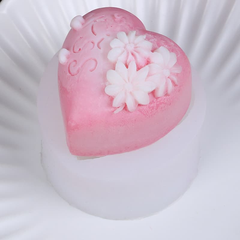 Sakura Heart Silicone Mold, Handmade Soap Mold, Chocolate Mousse Cake Mold, Aromatherapy Candle Plaster