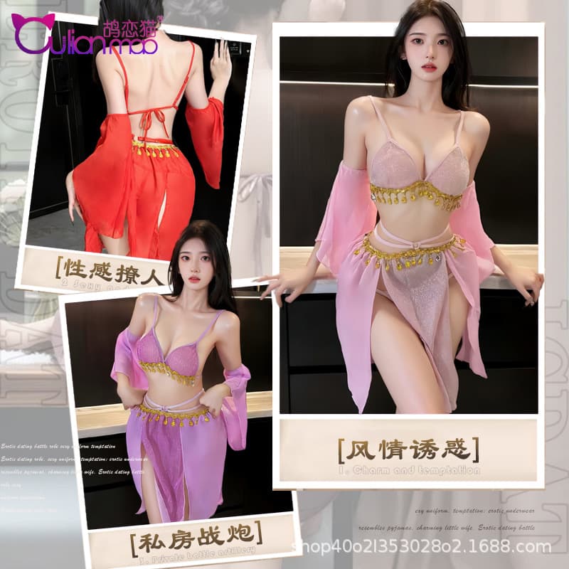 Light and thin themed clothing, exotic princess, charming dancer, antique bellyband, lace gauze dress, interesting national trend, ancient style Hanfu