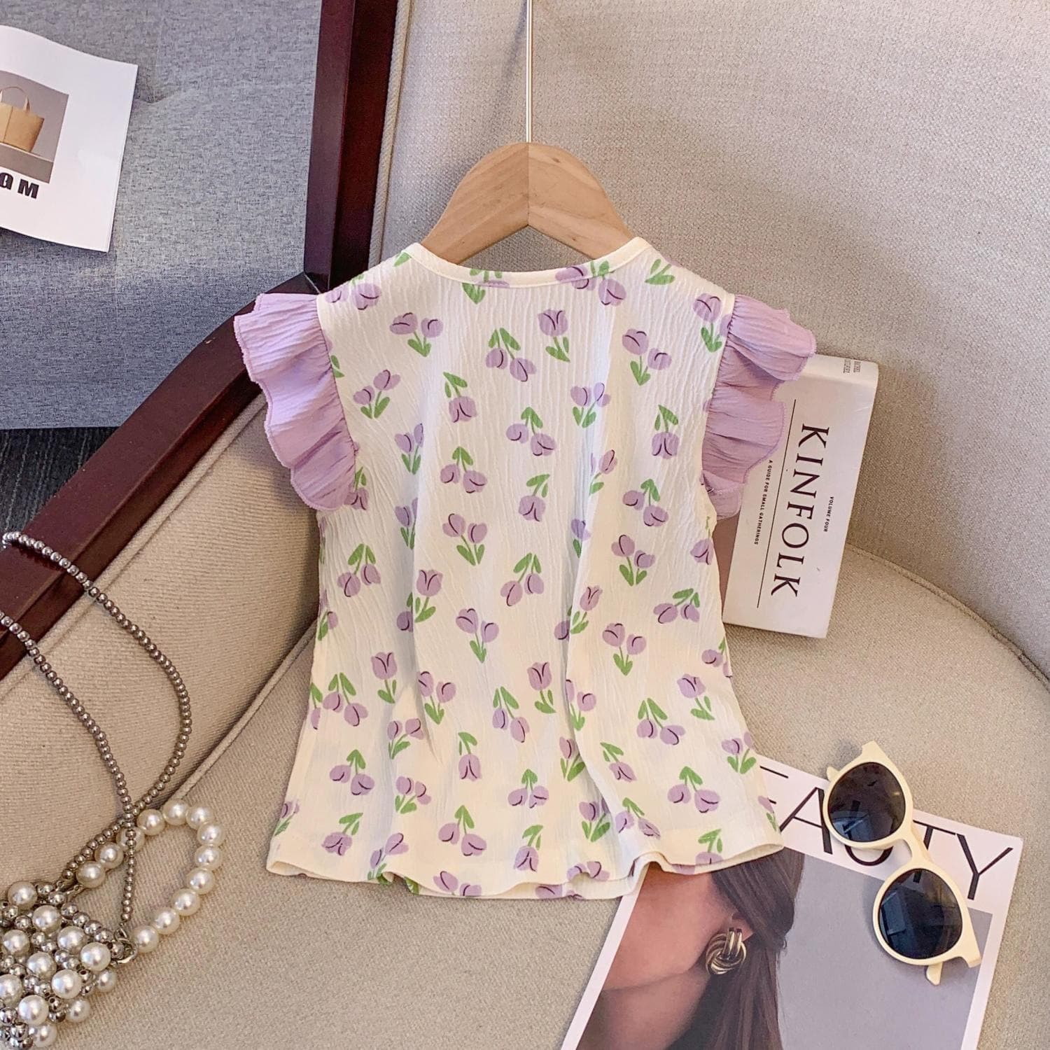 Summer Sweet and Cute Floral Girl's Japanese-Style Princess Homewear Two-Piece Set in Tencel