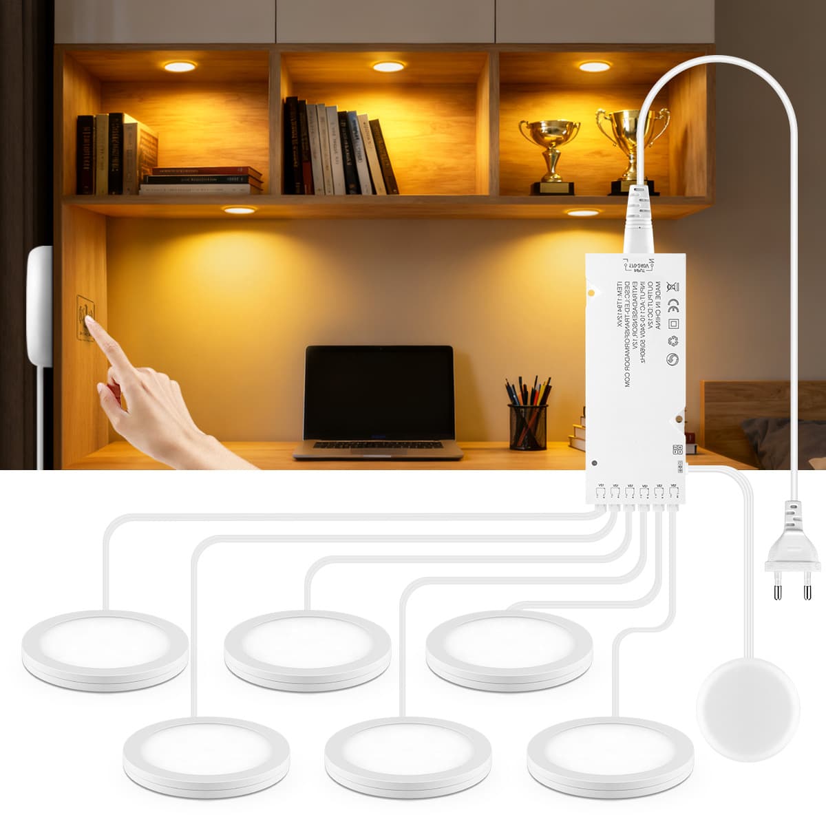 White / Warm White / Natural White Parallel Small Panel Light Diameter 8cm LED Round Night Light with EU / US Standard