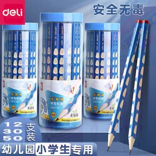 Deli Pencil 2B Box for Elementary Students Exam Writing Hole Pencil HB for Grades 1-2 Triangular Pencil 30 Pieces