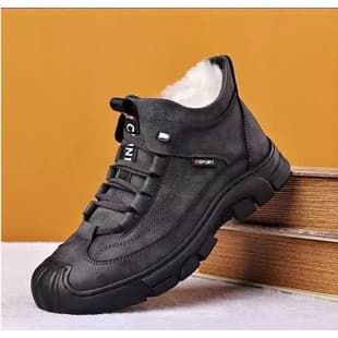 Men's Martin Boots Winter Thickened Warm High-Top Genuine Leather Anti-Slip Snow Boots