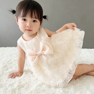 Summer Kids Rose Dress Birthday Children's Gown Princess Dress Baby Girl Sleeveless Diaper Crotch Dress