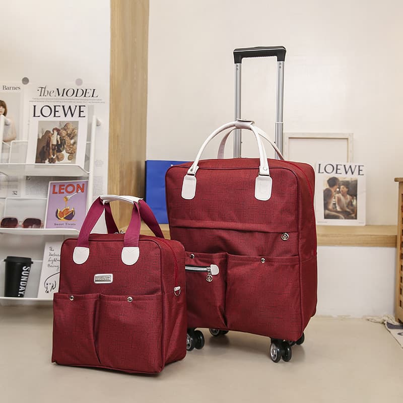 New Women's Large Capacity Foldable Travel Storage Bag Wheel Handle Carry-on Luggage Bag Customizable Logo